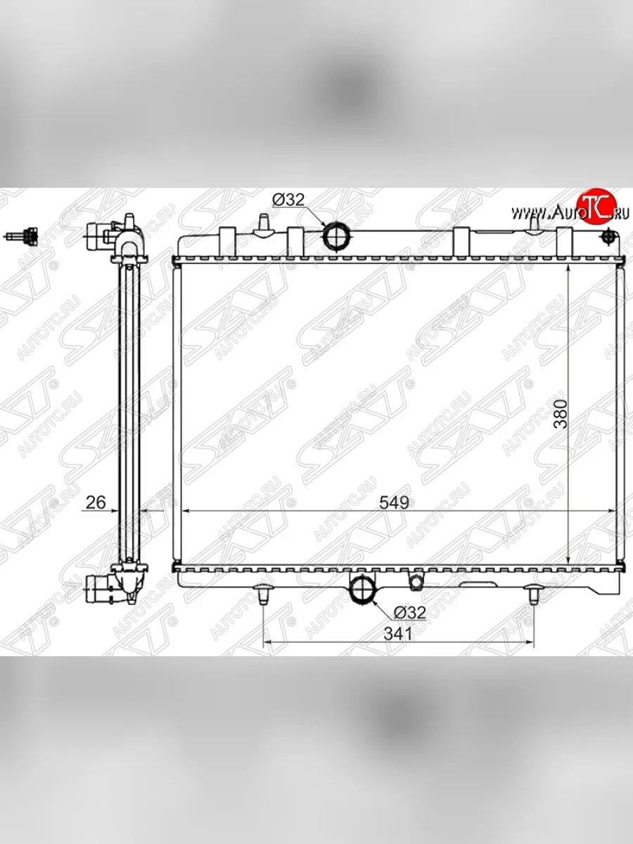 Радиатор двигателя SAT (пластинчатый, 1.6T/1.6D/2.0D/1.8/2.0/2.0D, МКПП/АКПП) CITROEN C5 RD дорестайлинг, седан (2008-2017)  с доставкой в г. Пермь