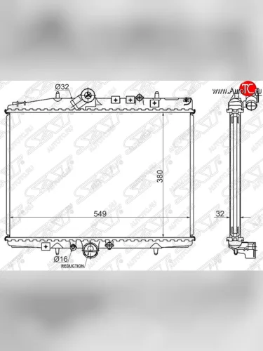 Радиатор двигателя SAT (пластинчатый, 2.2TD, МКПП/АКПП) CITROEN C5 X40,DC лифтбэк дорестайлинг (2000-2004)