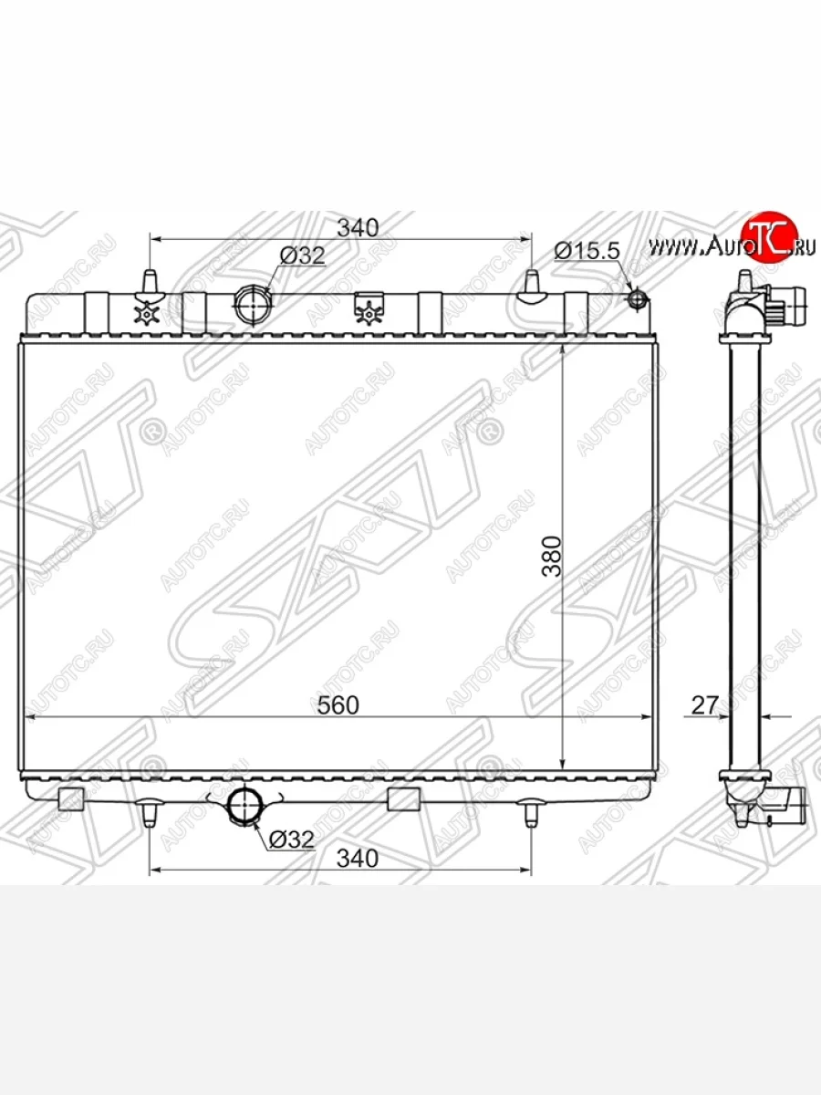 Радиатор двигателя SAT (пластинчатый, 1.6/1.6T/1.6TD/1.0/1.2T, МКПП) CITROEN C2 (2003-2009)  с доставкой в г. Керчь