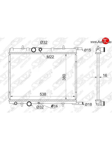 Радиатор двигателя SAT (трубчатый, 1.1/1.4/1.4D/1.6/1.9D/2.0/2.0D, МКПП) CITROEN Xsara picasso (1999-2012)