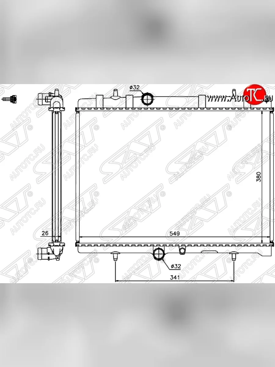 Радиатор двигателя SAT (трубчатый, МКПП/АКПП, 1.6D/1.8/2.0/2) CITROEN C4 B7 хэтчбэк 5 дв. (2011-2018)  с доставкой в г. Керчь