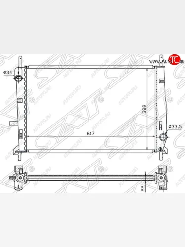 Радиатор двигателя SAT (пластинчатый, 1.6/1.8/2.0, МКПП) Ford Mondeo Mk2,BNP универсал (1996-2000)