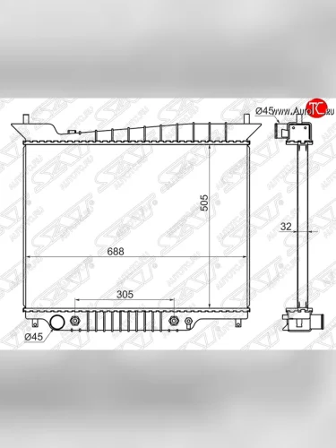 Радиатор двигателя SAT (пластинчатый, с кондиционером, МКПП/АКПП) Ford Expedition U222 (2002-2006)