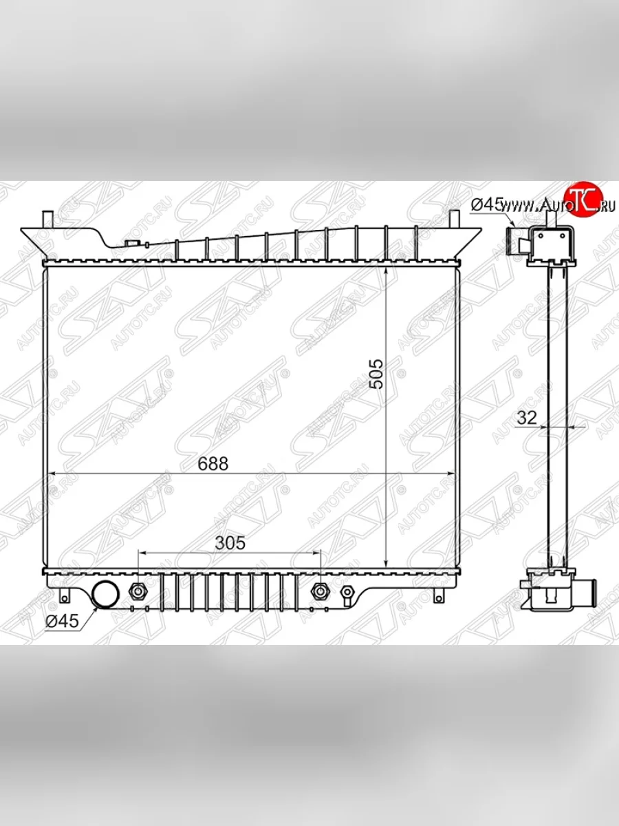 Радиатор двигателя SAT (пластинчатый, с кондиционером, МКПП/АКПП) Ford Expedition U222 (2002-2006)  в Керчи Республика Крым