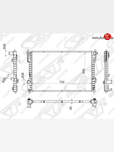 Радиатор двигателя SAT (пластинчатый, МКПП/АКПП) Ford Explorer U502 дорестайлинг (2010-2016)