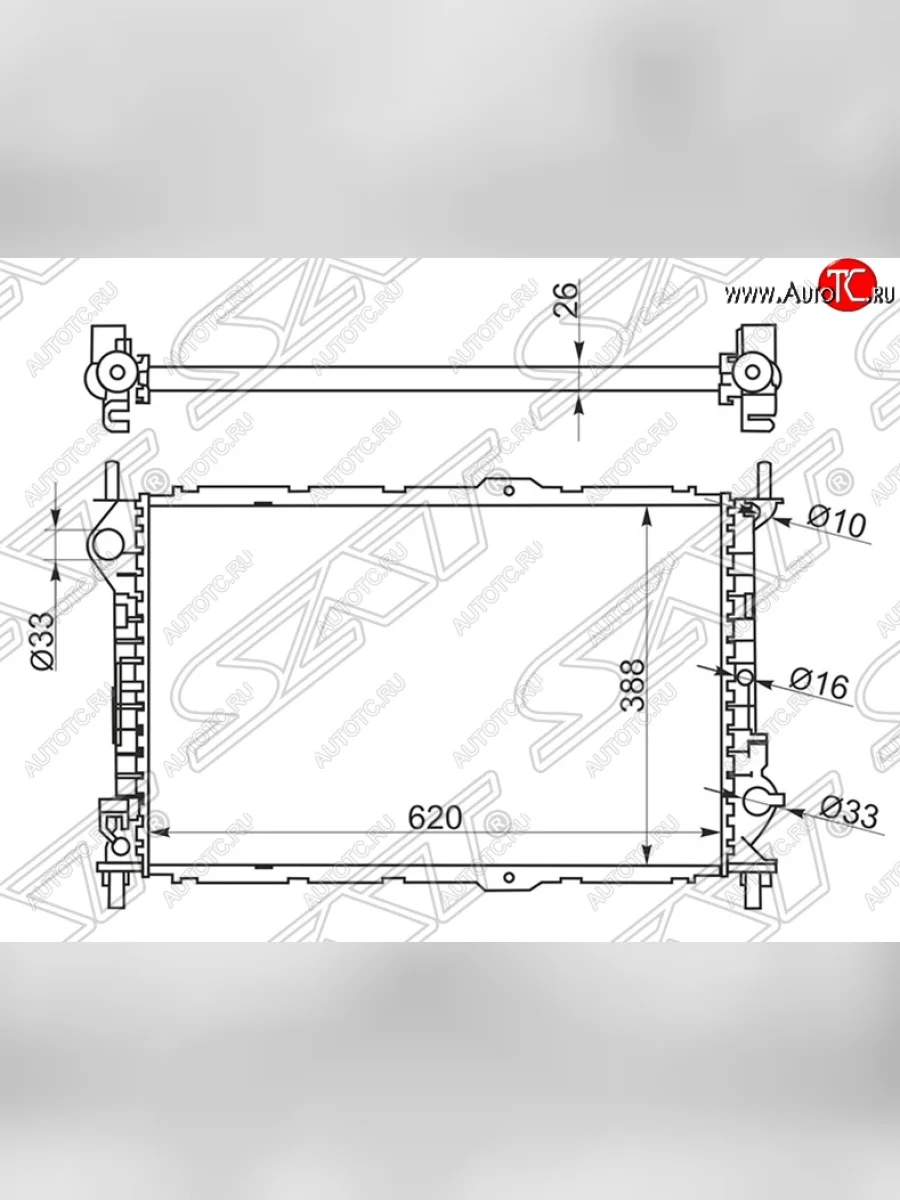 Радиатор двигателя SAT (пластинчатый, МКПП, без кондиционера) Ford Tourneo Connect 1 дорестайлинг (2002-2007)  с доставкой в г. Керчь
