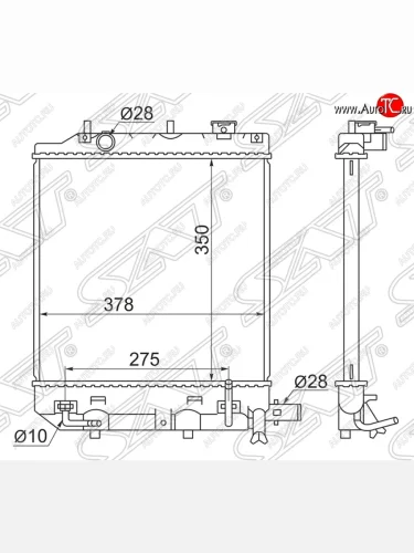 Радиатор двигателя SAT (пластинчатый, МКПП/АКПП, 2 верхних крепления) Mazda Demio 1 DW дорестайлинг (1996-1999)