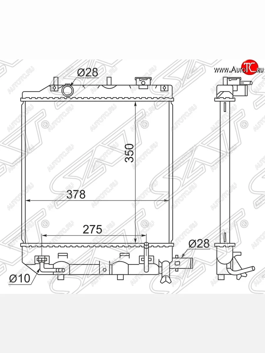 Радиатор двигателя SAT (пластинчатый, МКПП/АКПП, 2 верхних крепления) Mazda Demio 1 DW дорестайлинг (1996-1999)  с доставкой в г. Керчь