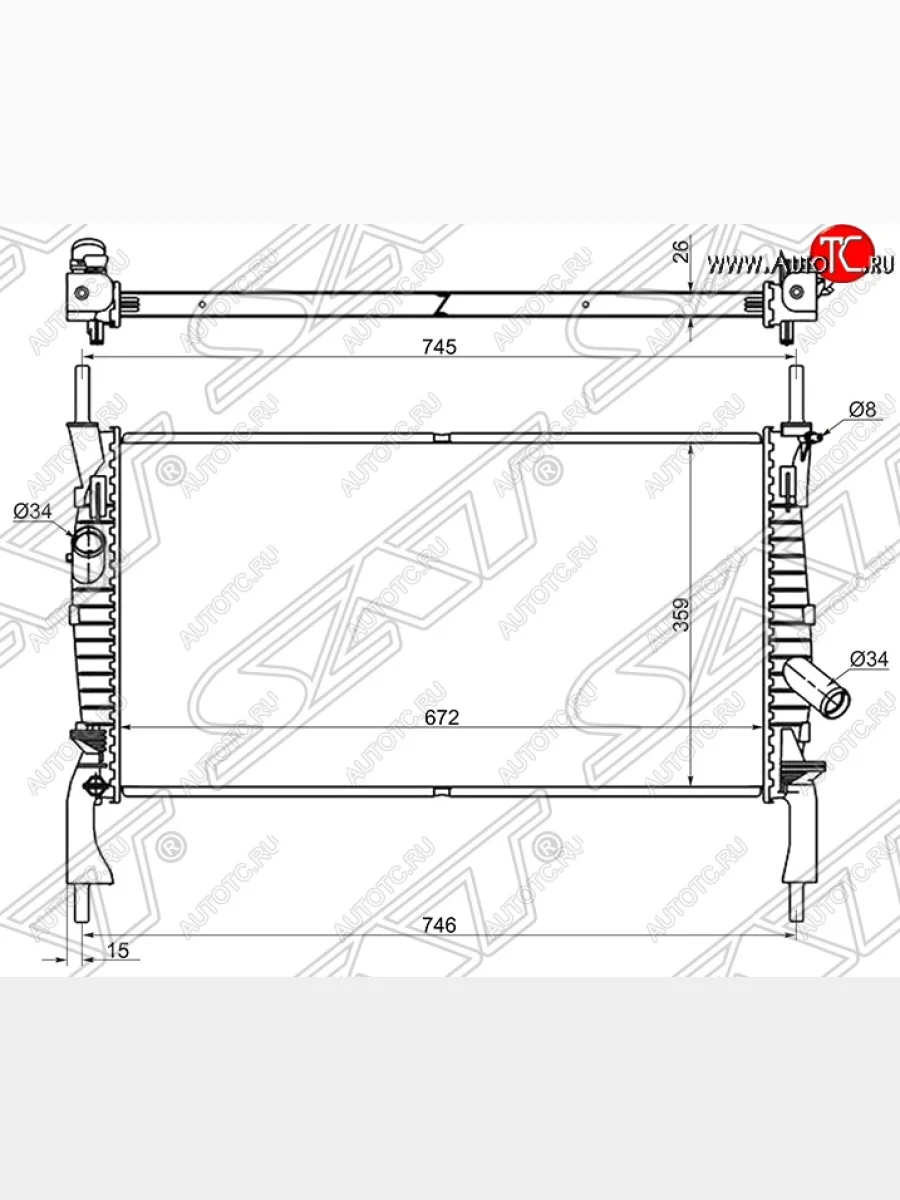 Радиатор двигателя SAT (трубчатый, 2.2TD / 2.3 / 2.4TD, МКПП) Ford Transit цельнометаллический фургон (2006-2014)  в Керчи Республика Крым
