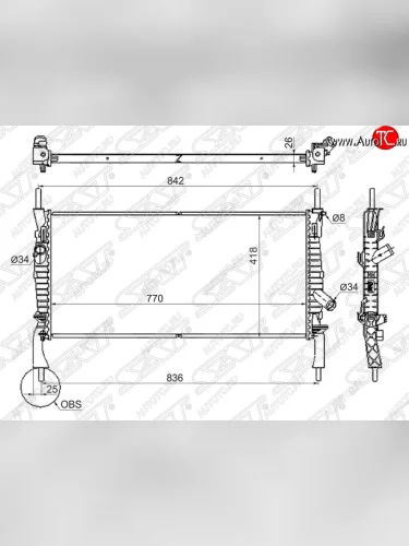 Радиатор двигателя SAT (трубчатый, 2.2TD/2.3/2.4TD, МКПП) Ford Transit цельнометаллический фургон (2006-2014)