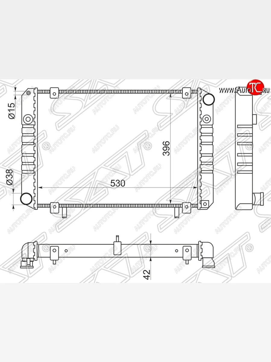 Радиатор двигателя SAT (2-хрядный, пластинчатый, МКПП, без кондиционера) ГАЗ Баргузин 2217 автобус дорестайлинг (1998-2002)  в Перми Пермском крае