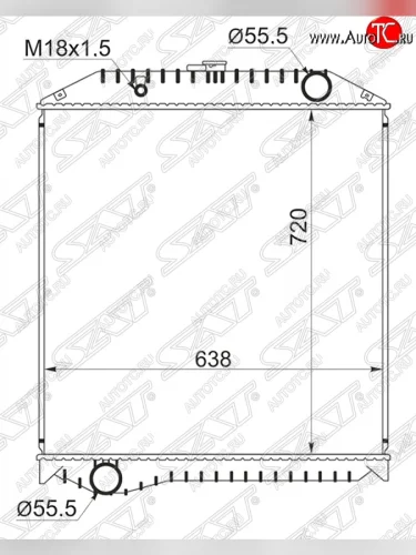 Радиатор двигателя SAT (пластинчатый, МКПП) Hino Ranger 5 (2001-2017)