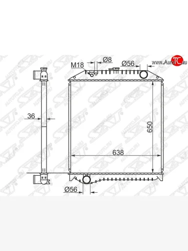 Радиатор двигателя SAT (пластинчатый, J08C, МКПП) Hino Ranger 4 (1989-2001)