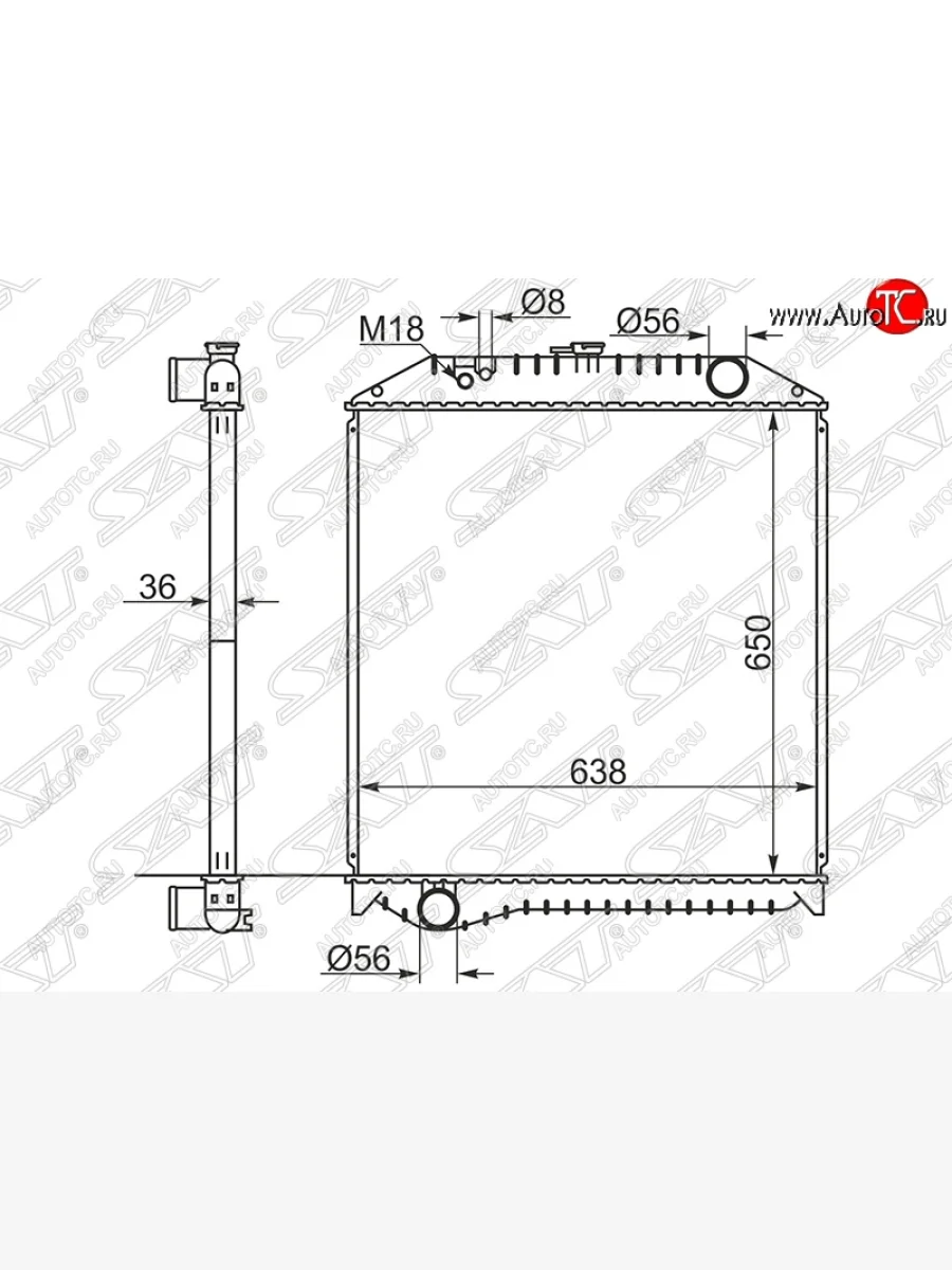 Радиатор двигателя SAT (пластинчатый, J08C, МКПП) Hino Ranger 4 (1989-2001)  в Перми Пермском крае