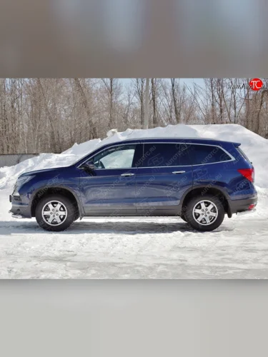 Пороги d75х42 Russtal (овал с проступью) Honda Pilot YF6 дорестайлинг (2016-2019)