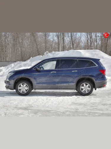 Пороги труба d63 SLITKOFF (вариант №2) Honda Pilot  YF6 (2016-2019) дорестайлинг