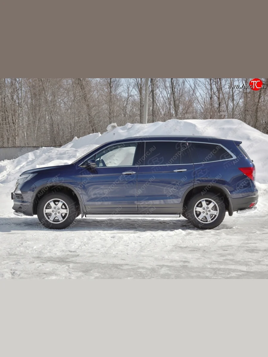 Пороги труба d63 SLITKOFF (вариант №2) Honda Pilot YF6 дорестайлинг (2016-2019)  в Самаре Самарской области