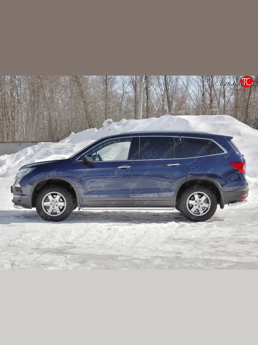 Пороги труба d63 SLITKOFF (вариант №3) Honda Pilot YF6 дорестайлинг (2016-2019)  в Самаре Самарской области