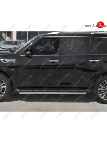 Защита порогов (Ø42 мм, нержавейка) SLITKOFF INFINITI QX80 Z62 2-ой рестайлинг (2018-2024)