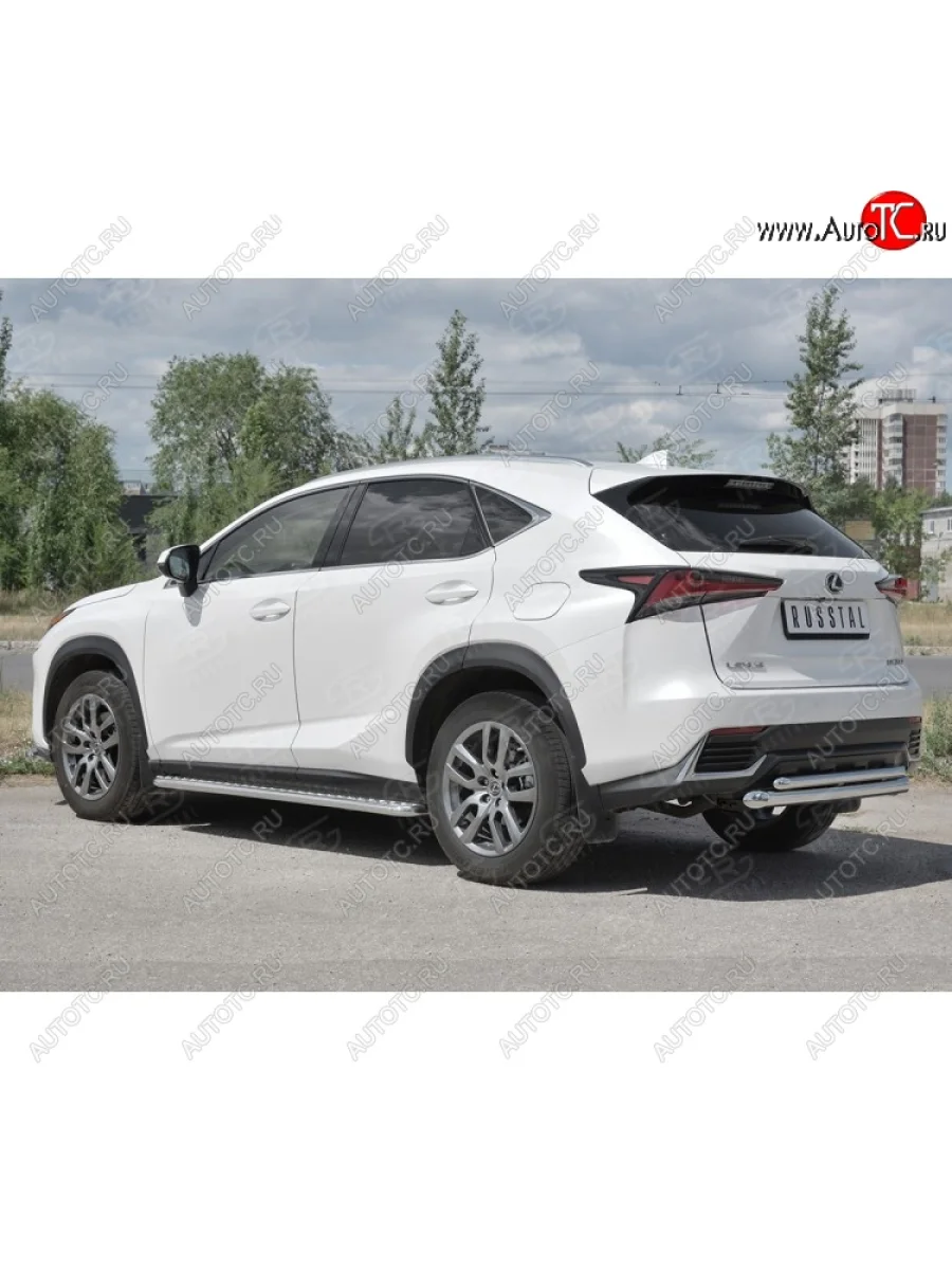 Защита заднего бампера (2 трубы Ø63 и 42 мм, нержавейка) SLITKOFF  Lexus NX300h (2014-2017) Z10  с доставкой в г. Самара