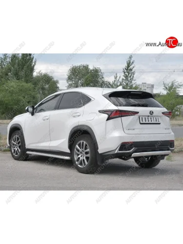 Защита заднего бампера (Ø75х42 мм, нержавейка) Russtal Lexus NX300h Z10 дорестайлинг (2014-2017)