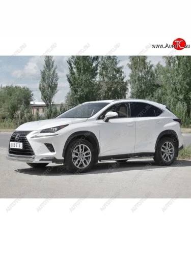 Защита переднего бампера (2 трубы Ø42 мм, нержавейка) SLITKOFF Lexus NX300h  Z10 (2014-2017) дорестайлинг