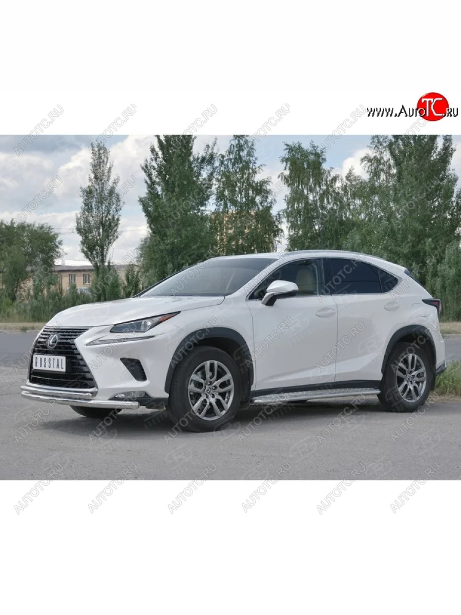 Защита переднего бампера (2 трубы Ø63 и 42 мм, нержавейка) SLITKOFF  Lexus NX300h (2014-2017) Z10  в Самаре Самарской области