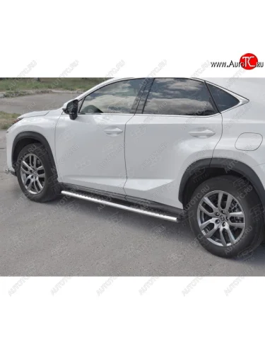 Пороги труба 120х60 Russtal (овал с проступью) Lexus NX300h Z10 дорестайлинг (2014-2017)