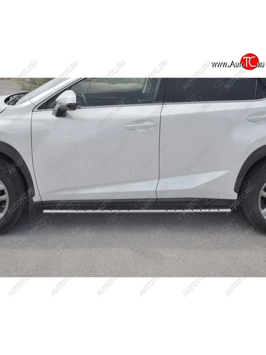 Пороги труба 75х42 Russtal (овал с проступью) Lexus NX300h Z10 дорестайлинг (2014-2017)  в Самаре Самарской области