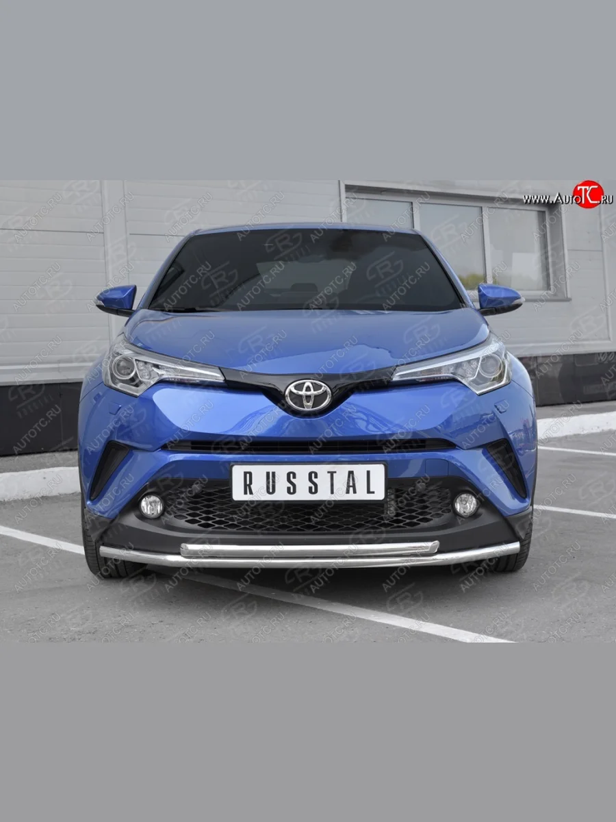 Защита переднего бампера (2 трубы Ø42 мм, нержавейка) SLITKOFF  Toyota C-HR (2016-2019) NGX10, ZGX10  в Самаре Самарской области