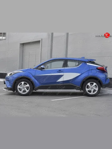 Пороги труба 120х60 Russtal (овал с проступью) Toyota C-HR NGX10, ZGX10 дорестайлинг (2016-2019)