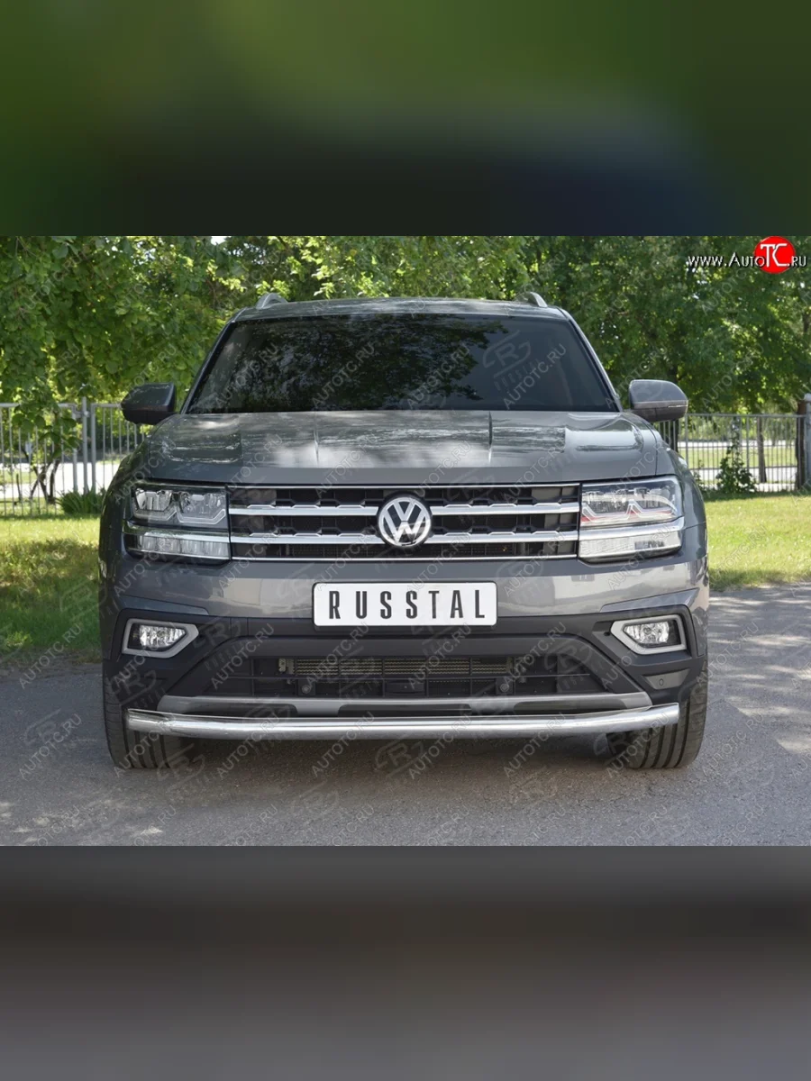 Защита переднего бампера (Ø63 мм, нержавейка) SLITKOFF Volkswagen Teramont 1 CA1 дорестайлинг (2016-2020)  в Самаре Самарской области