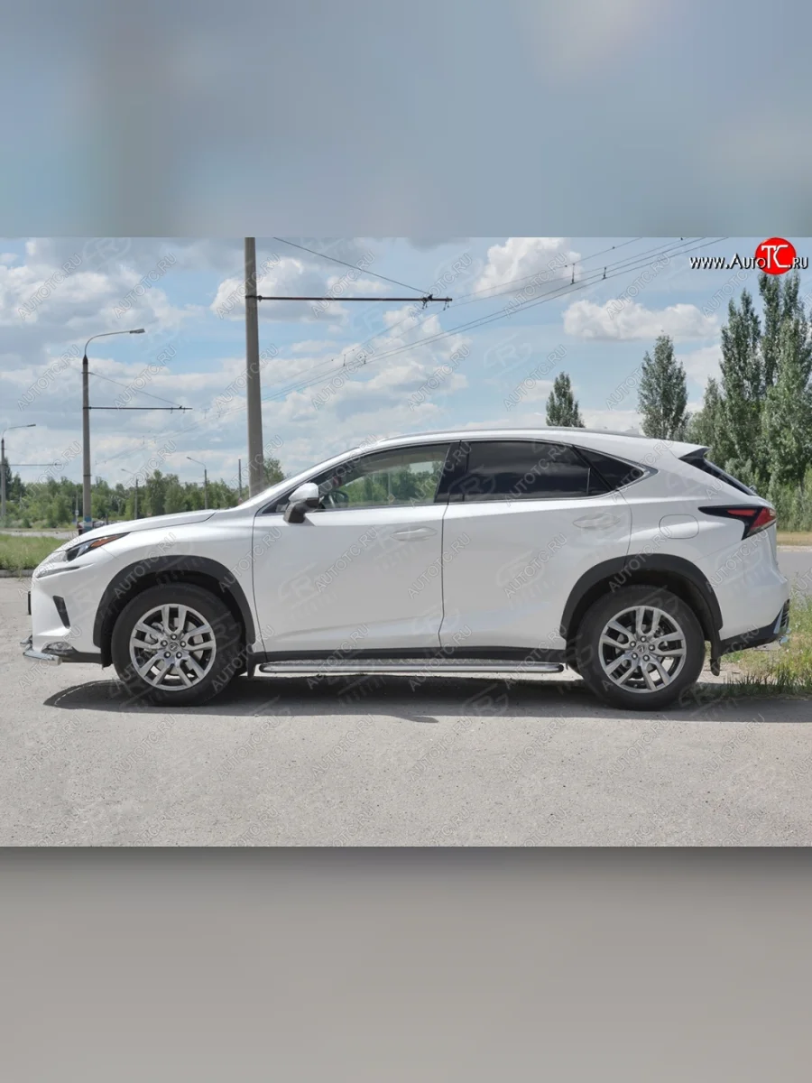 Порожки для ног (труба Ø42) SLITKOFF Lexus NX300h Z10 дорестайлинг (2014-2017) (лист алюм, проф. нерж)  в Керчи Республика Крым