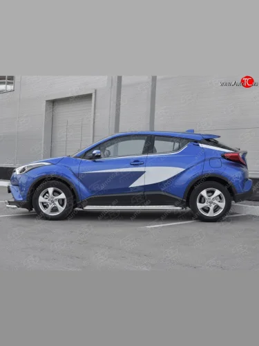 Пороги труба d42 с листом Russtal Toyota C-HR NGX10, ZGX10 дорестайлинг (2016-2019)