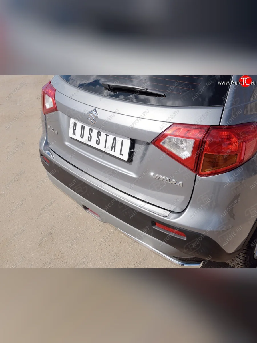 Накладка защитная на задний бампер Russtal (лист нерж зеркальный) Suzuki Vitara LY дорестайлинг (2015-2019)  в Воронеже Воронежской области