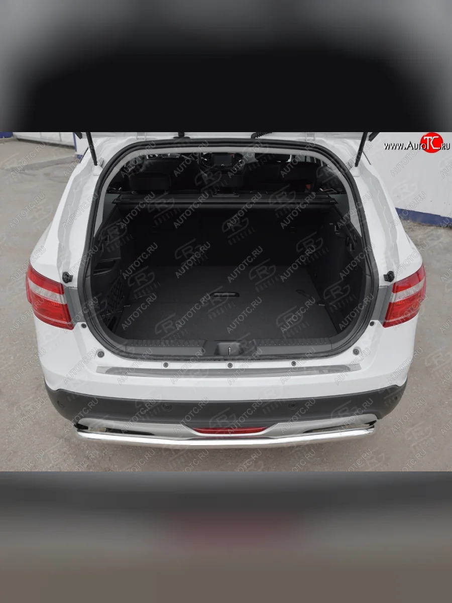 Накладка защитная на задний бампер Russtal Лада ВАЗ Веста SW 2181 универсал дорестайлинг (2017-2022) (поверхность зеркальная)  с доставкой в г. Керчь