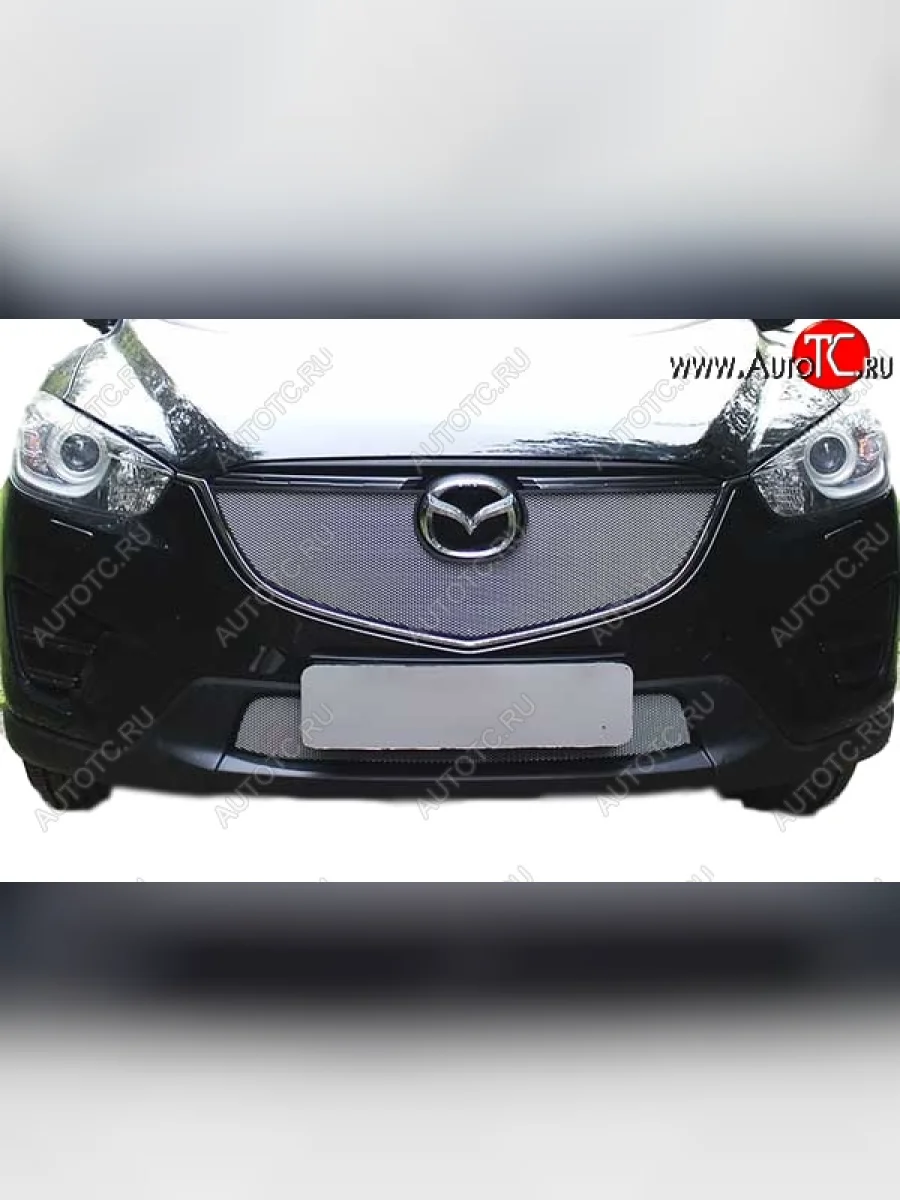 Защитная сетка радиатора Russtal  Mazda CX-5 (2015-2017) KE (Верхняя чёрная)
