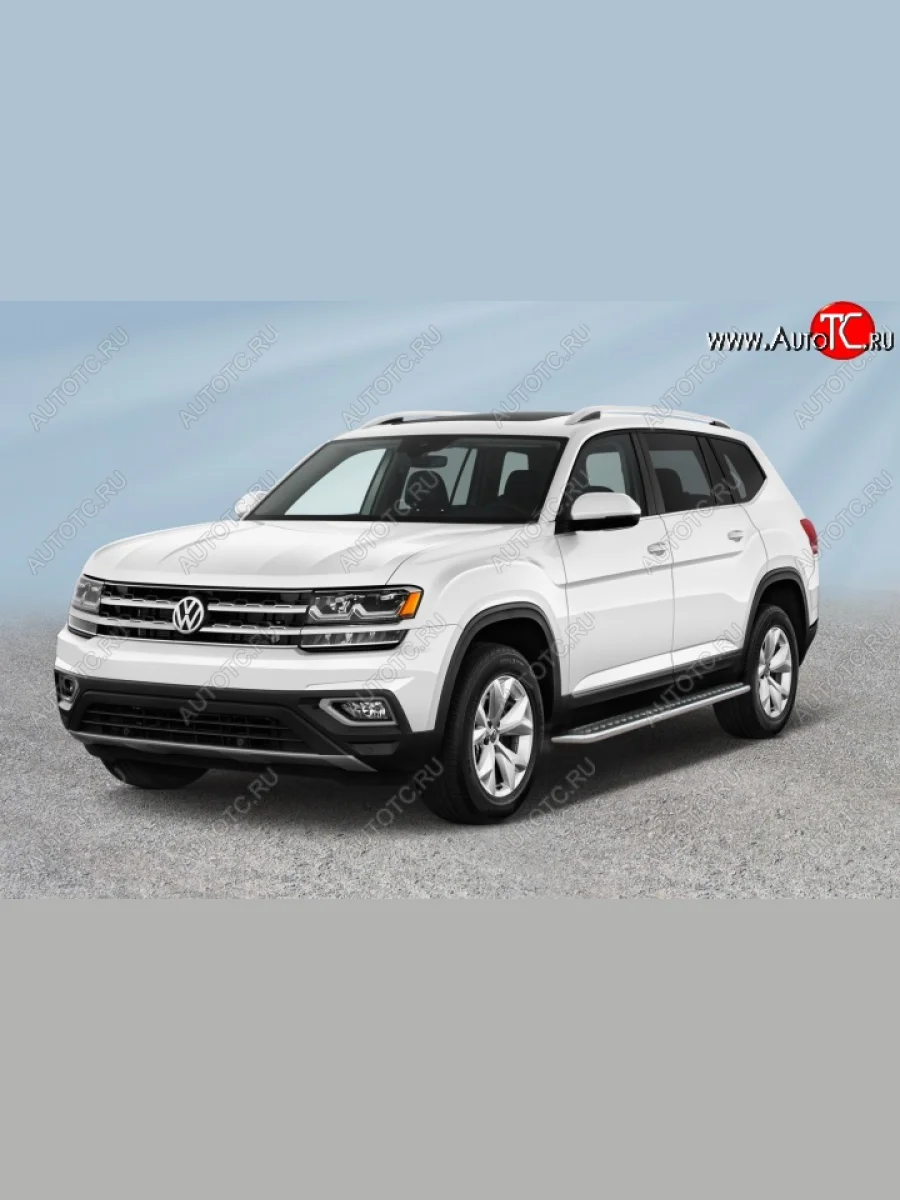 Пороги с листом d57 Slitkoff  Volkswagen Teramont (2016-2020) CA1 (Цвет: нержавеющая полированная сталь)  в Самаре Самарской области