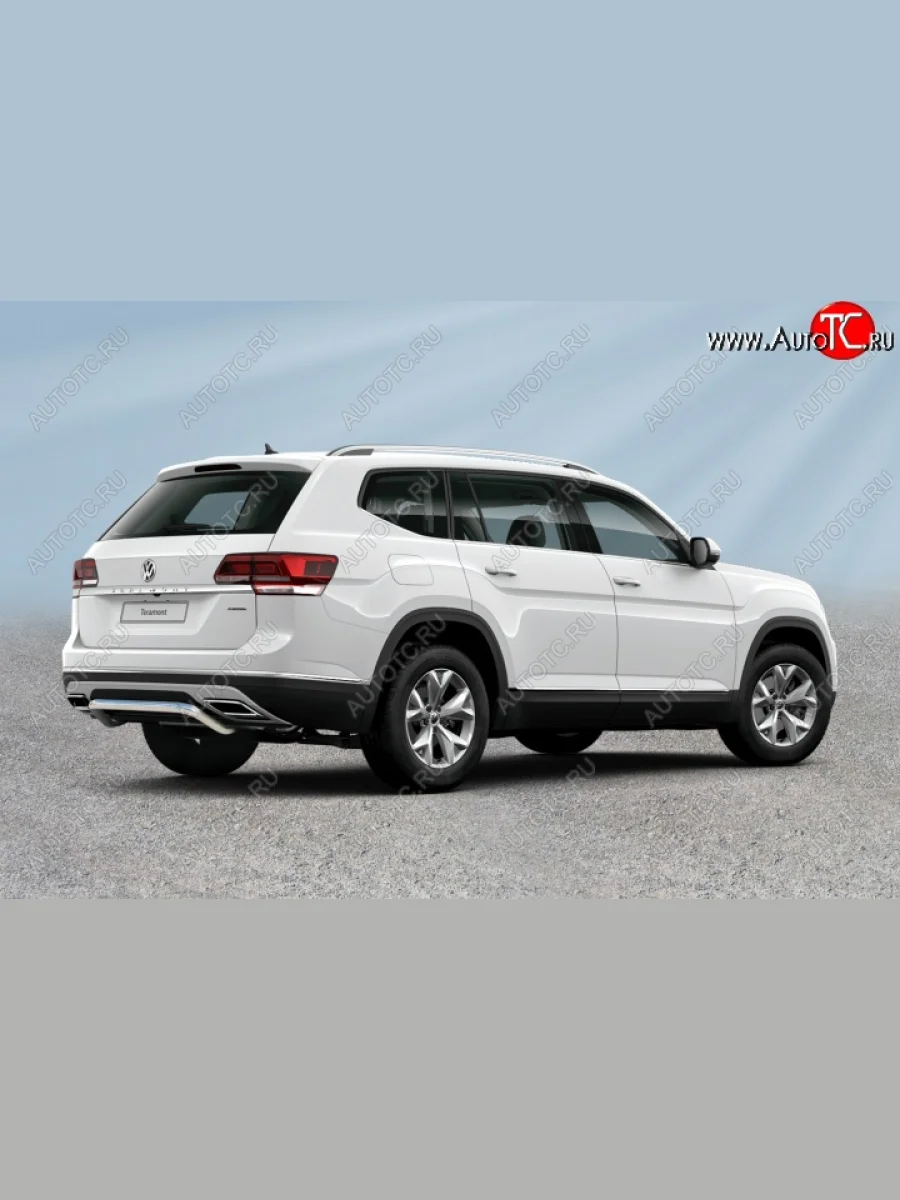 Защита заднего бампера Slitkoff (Ø 57 мм, скоба) Volkswagen Teramont 1 CA1 дорестайлинг (2016-2020) (Нержавеющая сталь)  В Кинешме Ивановской области