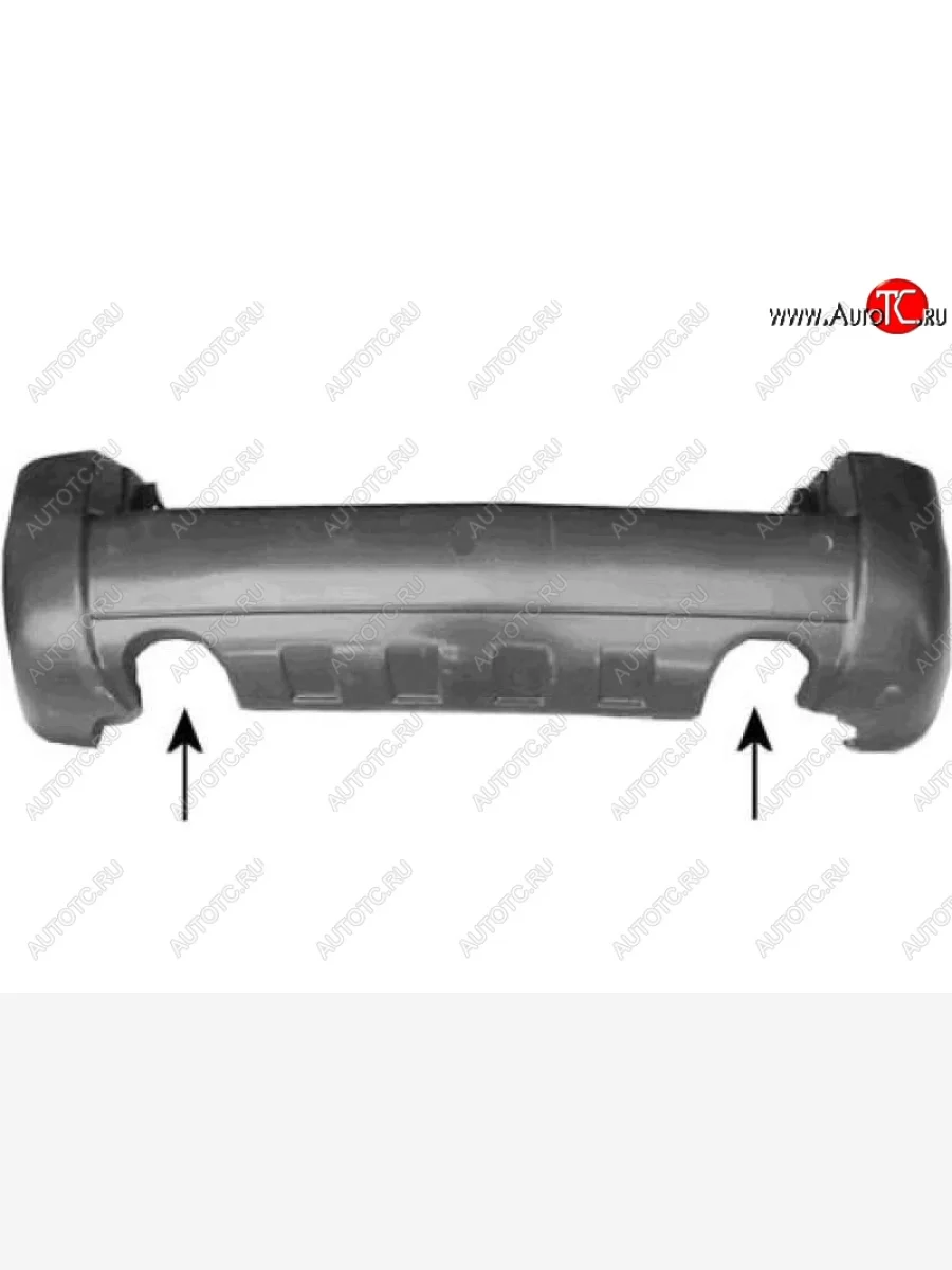 Задний бампер NSP (под расширитель и 2 трубы) Hyundai Tucson JM (2004-2010) (Неокрашенный)  в Воронеже Воронежской области