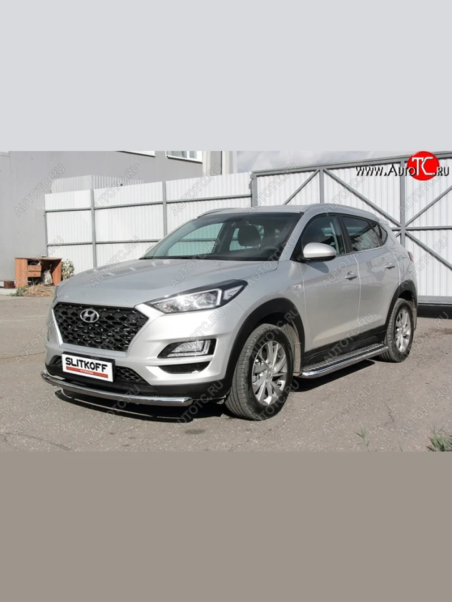 Защита порогов d57 Slitkoff (с листом) Hyundai Tucson TL рестайлинг (2018-2021)  в Воронеже Воронежской области