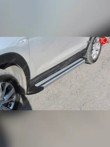 Алюминиевые пороги для ног Slitkoff (Luxe) Hyundai Tucson  TL (2018-2021) рестайлинг
