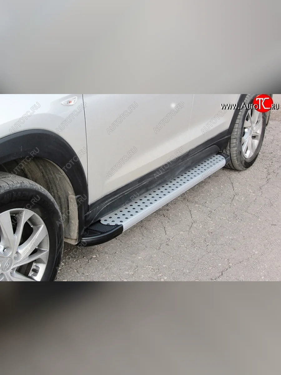 Алюминиевые пороги для ног Slitkoff (standart) Hyundai Tucson TL рестайлинг (2018-2021)  в Воронеже Воронежской области