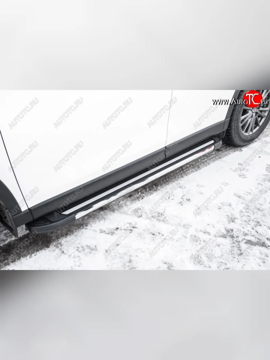 Алюминиевые пороги для ног Slitkoff (Luxe)  Mazda CX-5 (2016-2025) KF (Чёрные)  с доставкой в г. Керчь