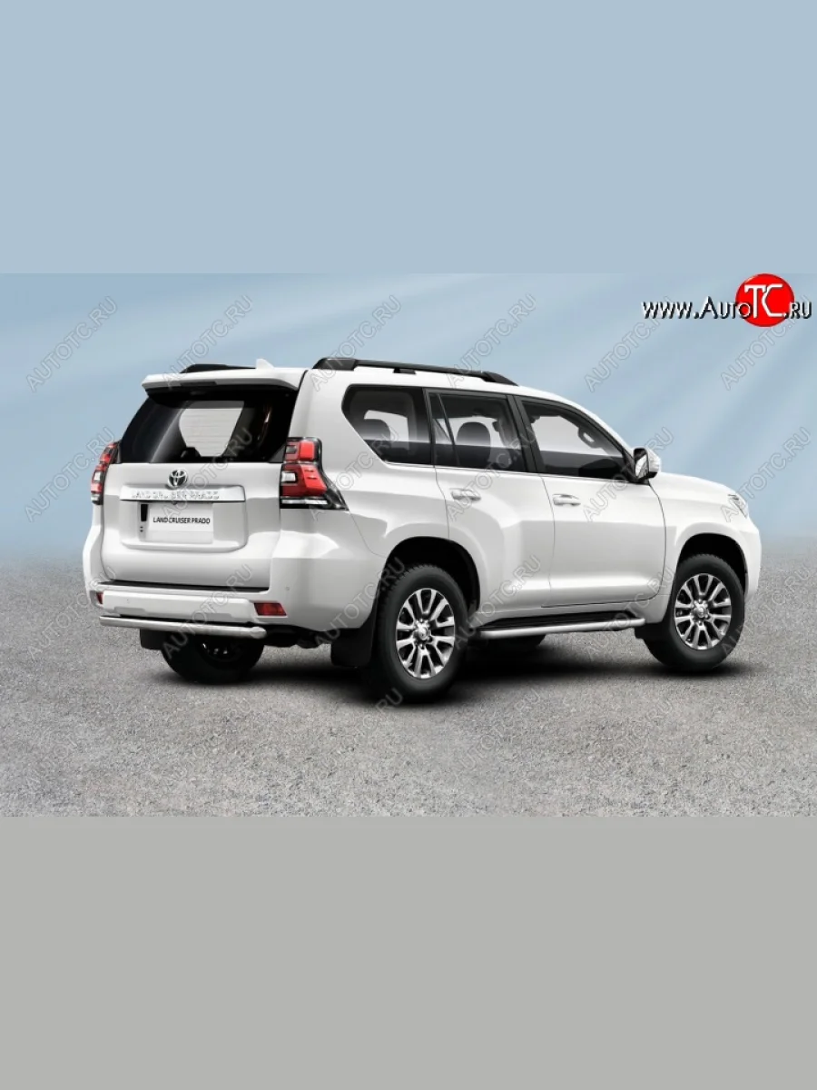 Защита заднего бампера Slitkoff (Ø 57 мм, короткая) Toyota Land Cruiser Prado J150 2-ой рестайлинг (2017-2020) (Нержавеющая сталь)  в Воронеже Воронежской области