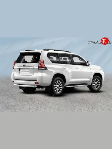 Защита заднего бампера Slitkoff (Ø 76 мм, короткая) (Нержавеющая сталь) Toyota Land Cruiser Prado  J150 (2017-2020) 2-ой рестайлинг