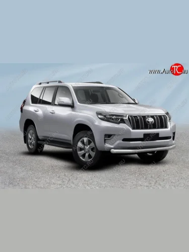Защита переднего бампера Slitkoff (Ø 76 мм) (Нержавеющая сталь) Toyota Land Cruiser Prado  J150 (2017-2020) 2-ой рестайлинг