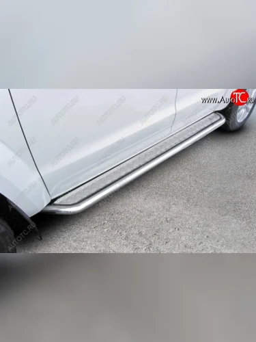 Защита порогов d57 с листом Slitkoff (усиленная) Toyota Land Cruiser Prado  J150 (2017-2020) 2-ой рестайлинг