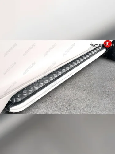 Защита порогов d76 с листом Slitkoff (усиленная) Toyota Land Cruiser Prado  J150 (2017-2020) 2-ой рестайлинг