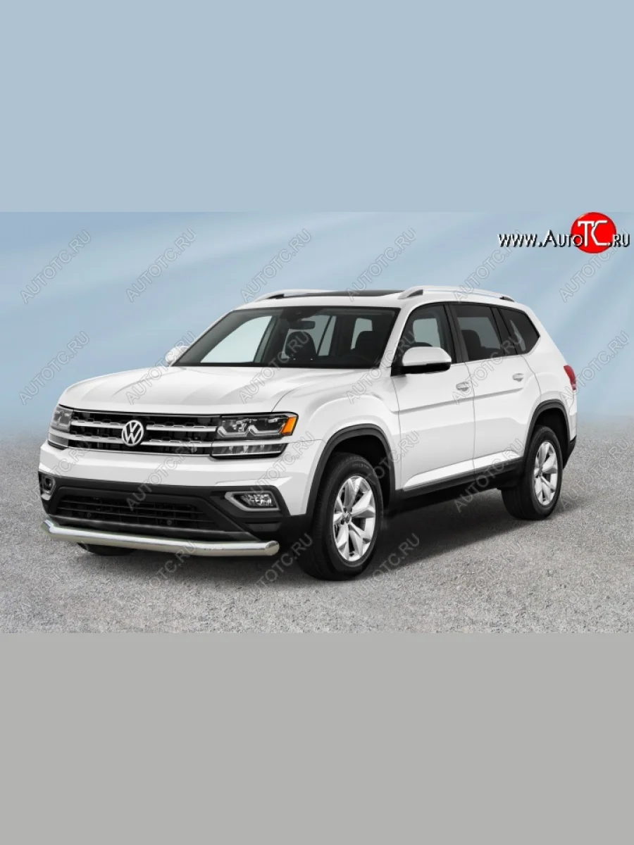 Защита переднего бампера Slitkoff (Ø 76 мм)  Volkswagen Teramont (2016-2020) CA1 (Нержавеющая сталь)  в Керчи Республика Крым